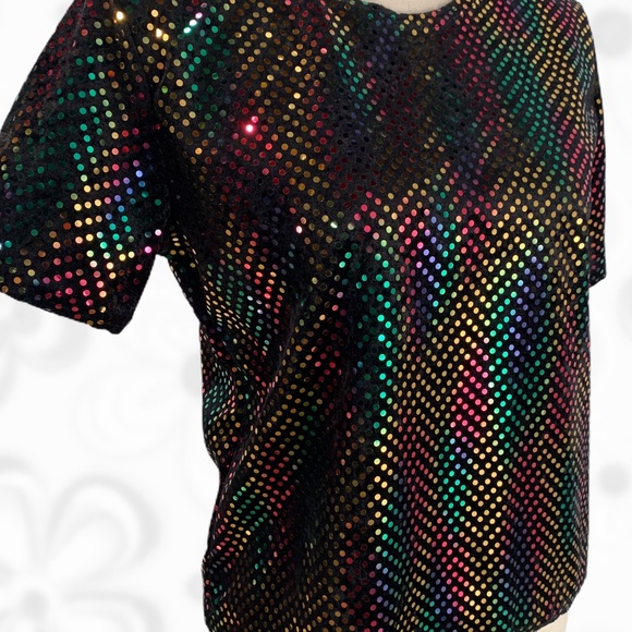 VTG Kathie Lee Collection Groovy Foil Dot Blouse - Picture 3 of 9